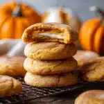 Pumpkin Cheesecake Snickerdoodles cookies on a plate
