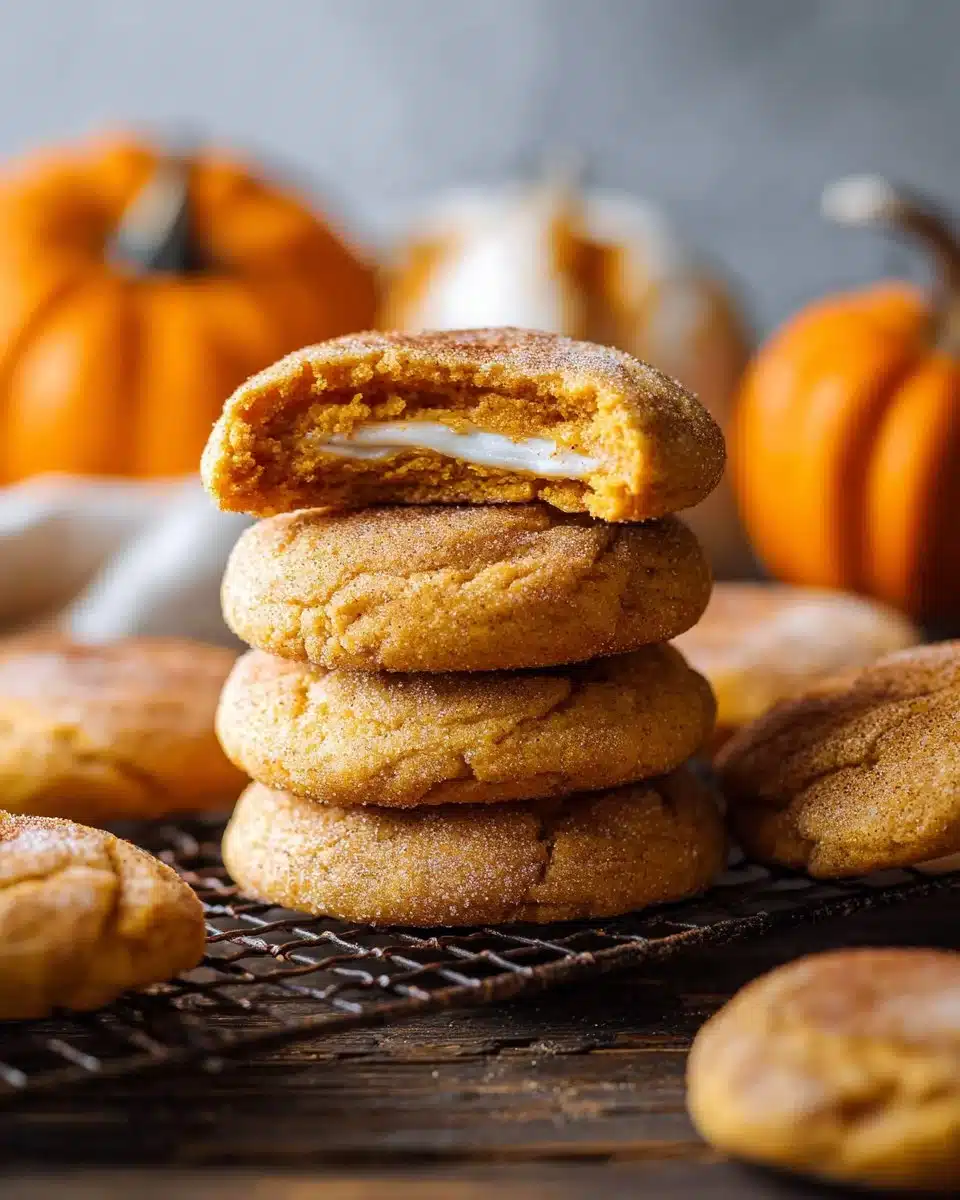 Pumpkin Cheesecake Snickerdoodles cookies on a plate