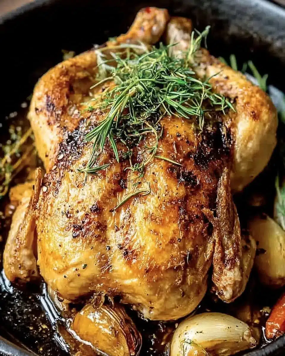 Delicious roasted chicken served with colorful vegetables