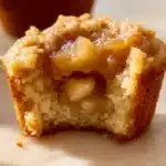 Freshly baked apple pie muffins with cinnamon and apple chunks, served warm.