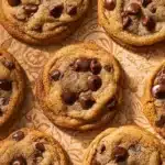 Brown butter sourdough discard chocolate chip cookies on a plate