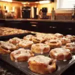 Delicious cinnamon roll bites topped with icing on a plate