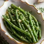 Delicious crockpot garlic butter green beans cooked to perfection