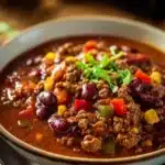 First Place Chili Recipe with rich flavors and hearty ingredients.