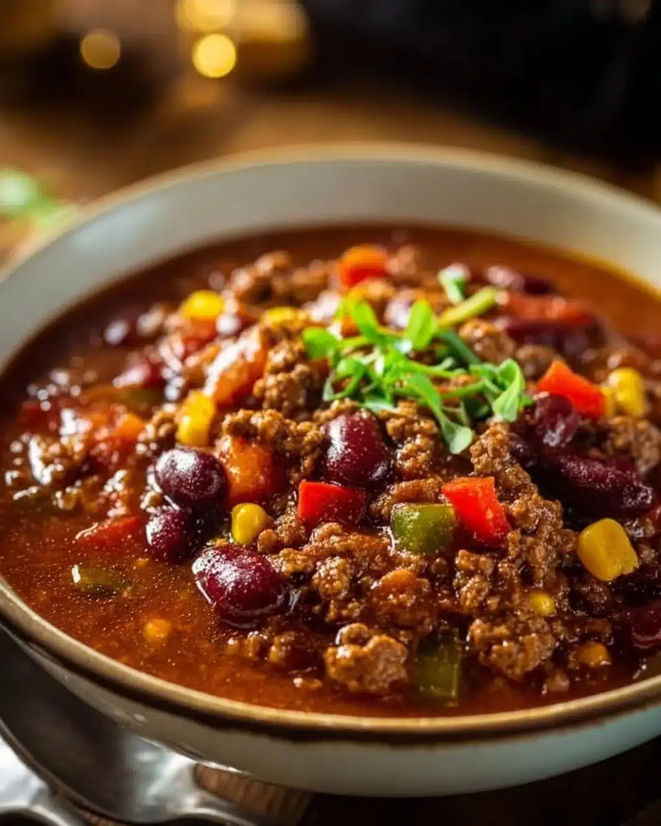 First Place Chili Recipe with rich flavors and hearty ingredients.