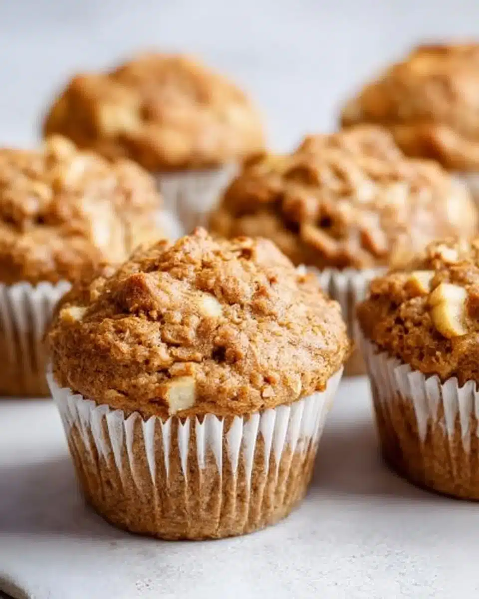 Healthy cinnamon apple oatmeal muffins in a basket