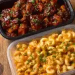 High Protein Honey BBQ Chicken Mac & Cheese served in a bowl