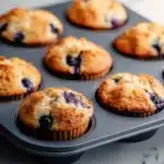 Delicious homemade blueberry protein muffins fresh out of the oven