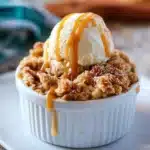 Delicious mini apple crumble served in individual dishes, topped with a golden crust.