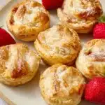 Freshly baked mini apple pies with flaky crusts and apple filling