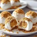 No Bake Pumpkin Cheesecake Balls dessert arranged on a plate with autumn decorations.