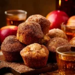 Freshly baked spiced apple cider muffins with warm spices and apple slices