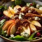 Honeycrisp apple feta salad featuring fresh apples, feta cheese, and mixed greens.