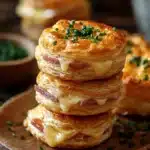 Cheddar and Turkey Bacon Butter Swim Biscuits ready to serve