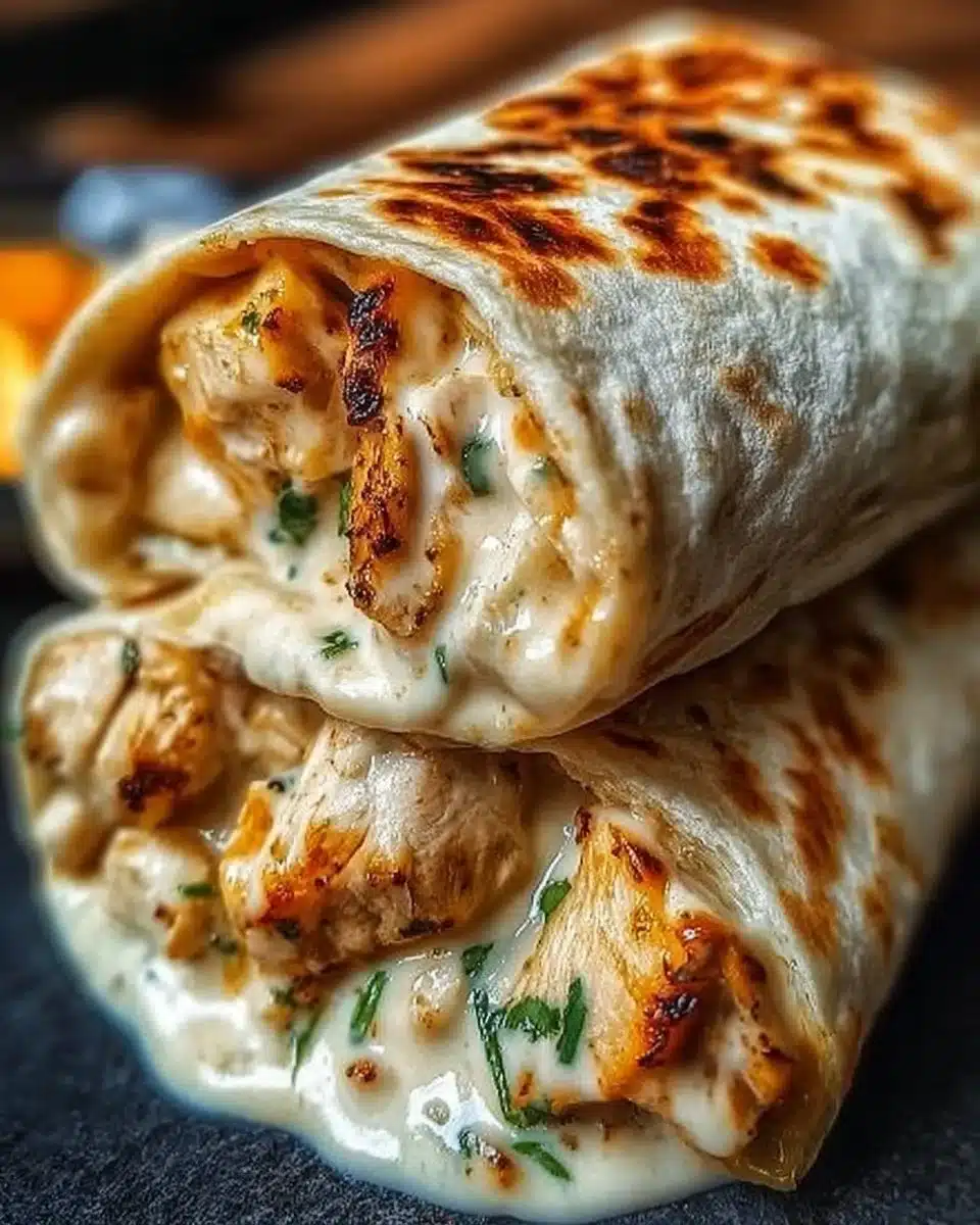 Cheesy Chicken Garlic Wraps