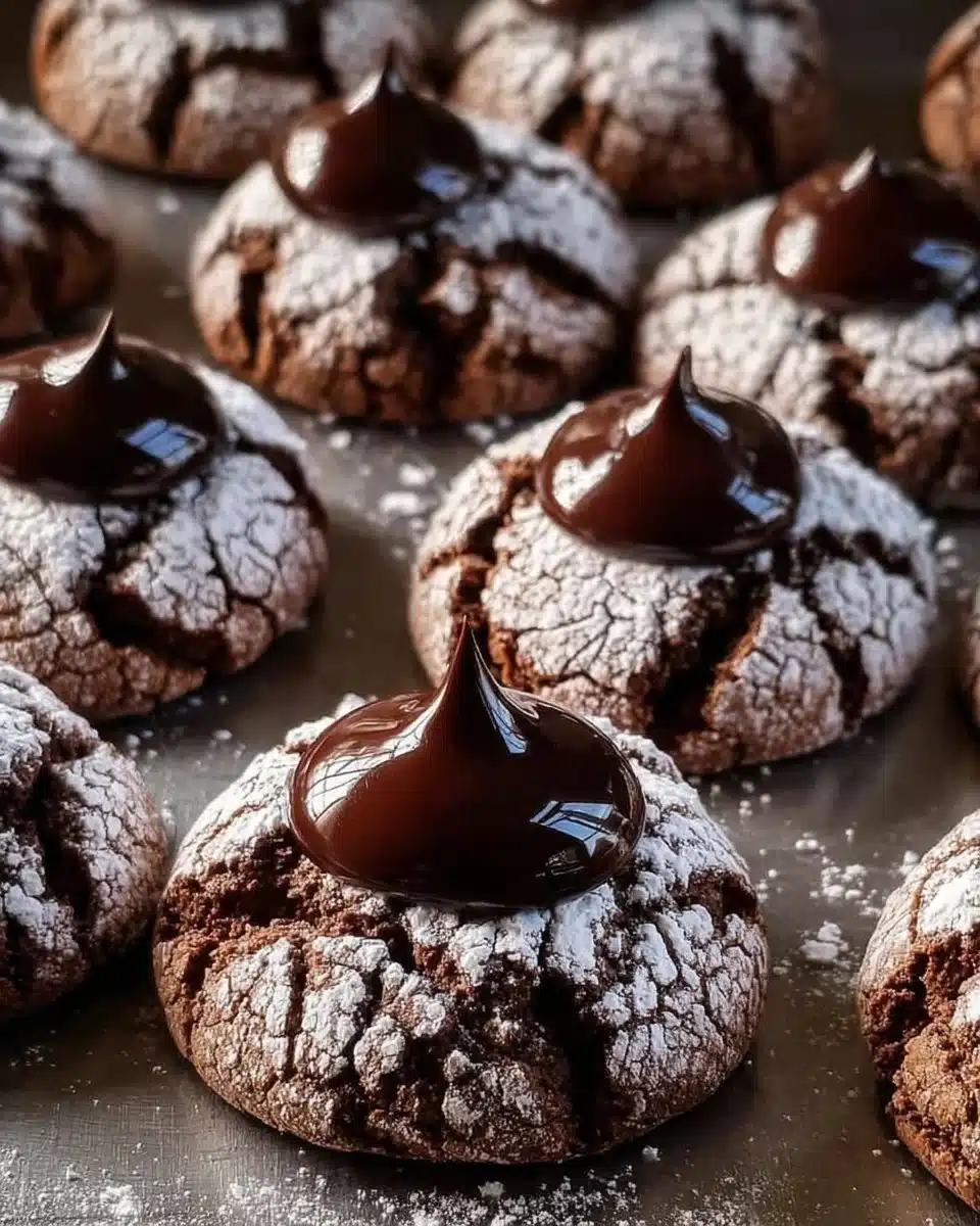 Chocolate Crinkle Cookies with Chocolate Drops