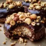 Plate of Chocolate Hazelnut Crunch Cookies with chocolate chips and hazelnuts