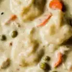 Delicious easy chicken and dumplings topped with flaky Pillsbury biscuits.