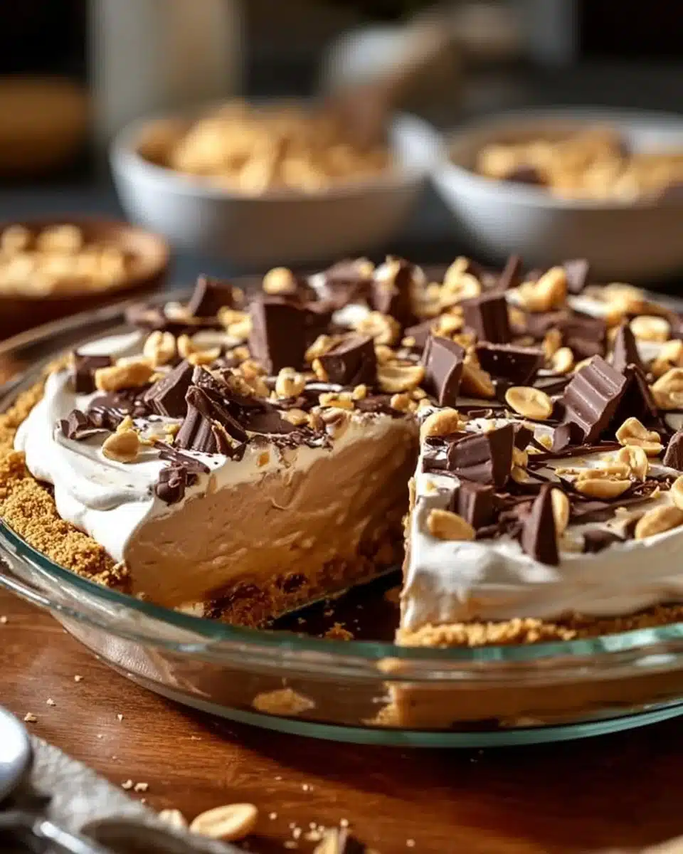 No-Bake Cream Cheese Peanut Butter Pie with Chocolate Whipped Cream