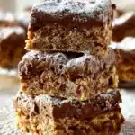 Homemade Puppy Chow Bars made with chocolate and cereal treat