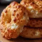 Homemade 4-ingredient cottage cheese bagels on a wooden board