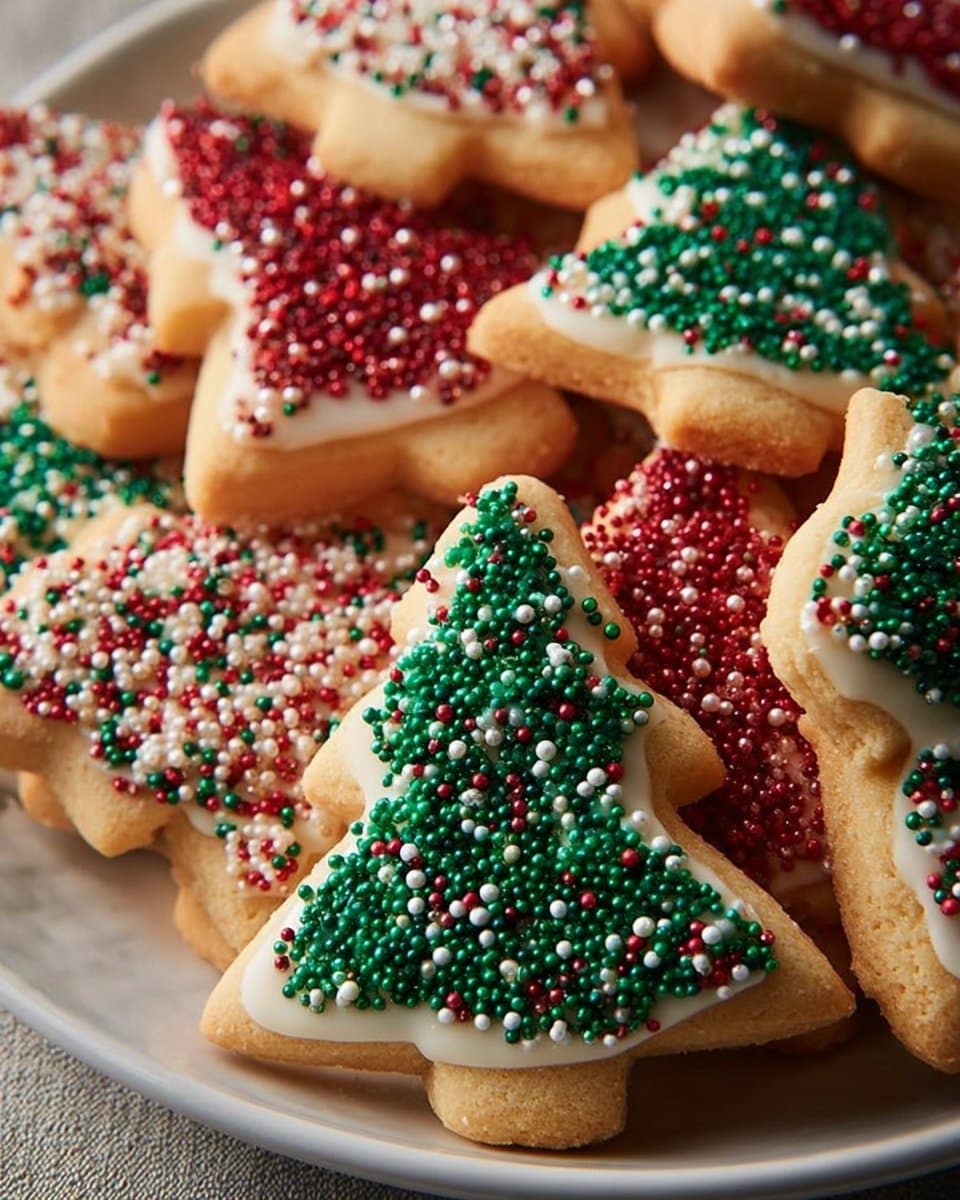 Christmas Tree Sprinkle Cookies