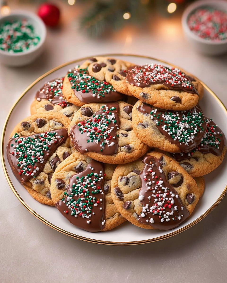 Chocolate Chip Christmas Cookies with Sprinkles