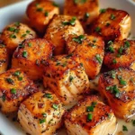 Delicious Bang Bang Salmon Bites served with a spicy sauce