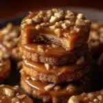 Delicious caramel peanut crunch treats with a sweet and salty flavor.
