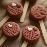 Chocolate Cakesicles decorated with hearts for a delightful dessert experience.