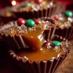 Delicious Chocolate Caramel Cups topped with rich chocolate and creamy caramel