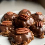 Delicious Chocolate Caramel Pecan Clusters dessert on a plate