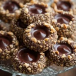 Delicious chocolate hazelnut thumbprint cookies on a plate