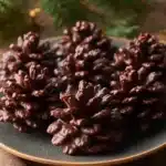 Delicious Chocolate Pinecone Treats made with nuts and chocolate.
