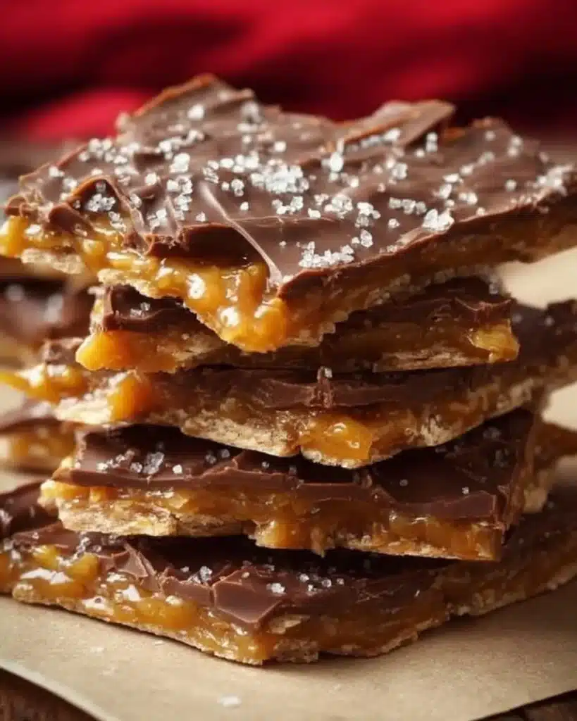 Delicious Christmas Crack dessert with chocolate and nuts ready for the holidays.