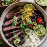 Cilantro Lime Steak Bowls with fresh ingredients and vibrant colors