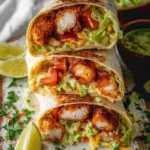 Crispy Chicken Avocado Wrap with melted cheese and fresh ingredients