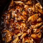 Crockpot Honey Garlic Chicken served with vegetables on a plate