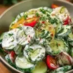 Delicious Cucumber Ranch Crack Salad served in a bowl