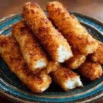 Plate of delicious cottage cheese sticks ready to be served