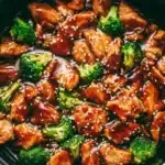 Crockpot teriyaki chicken served with rice and vegetables in a bowl