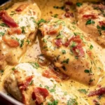 Bowl of Easy Crock Pot Crack Chicken with herbs and spices