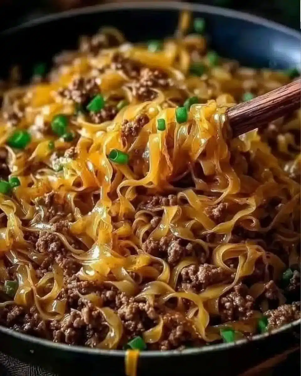 Easy Mongolian Ground Beef Noodles Recipe