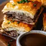 Delicious French Dip Squares served with au jus