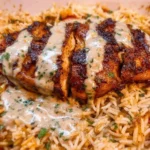 Healthy Cajun Chicken served with rice, a flavorful and nutritious dish