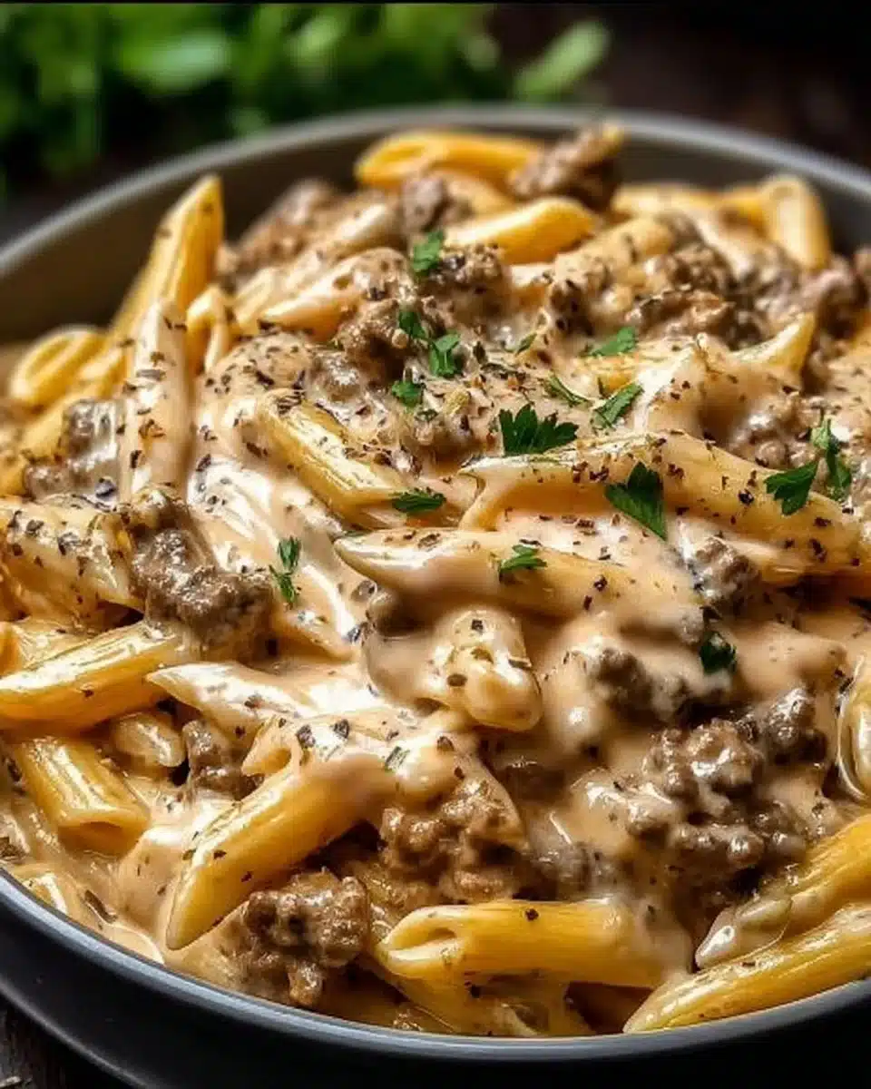 High Protein Creamy Beef Pasta