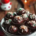 Delicious holiday chocolate truffle bites arranged beautifully on a platter.