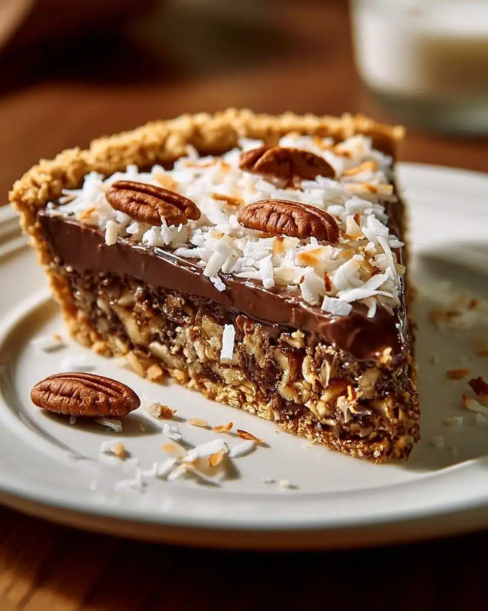 No-Bake German Chocolate Pie with Coconut Pecan Topping