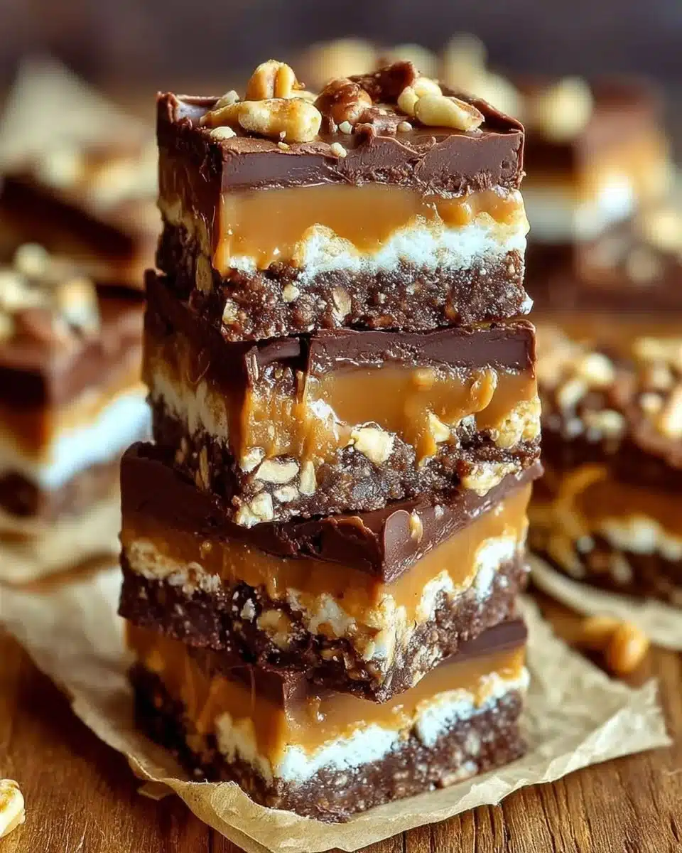 No-Bake Chocolate Caramel Peanut Bars