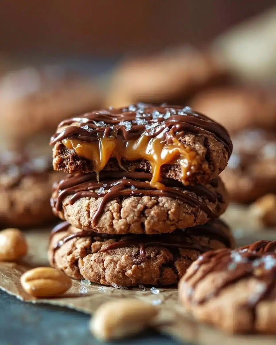 Peanut Butter Chocolate Caramel Cookies